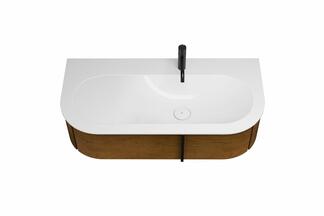 Flache Mineralguss-Waschtischeinheit Lavo2.0 in Eiche Dekor Rost