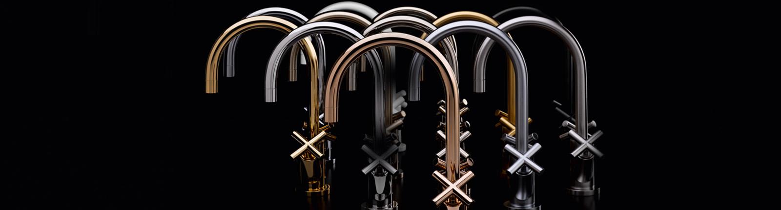 Tara von Dornbacht in verschiedenen Oberflächen-Ausführungen